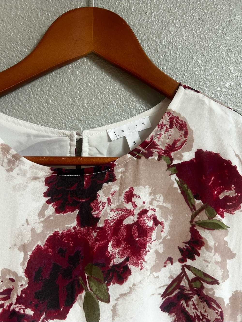 Leith Ivory Midi Dress with Burgundy Floral Print - Picture 3 of 4